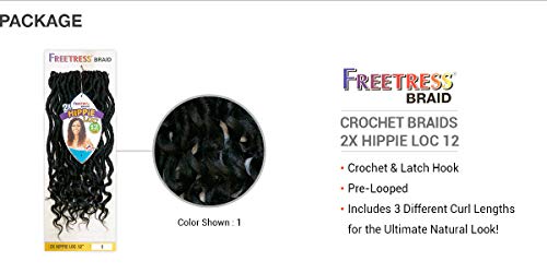 Freetress Synthetic Pre Looped Crochet Braid - 2X Hippie Loc 12"