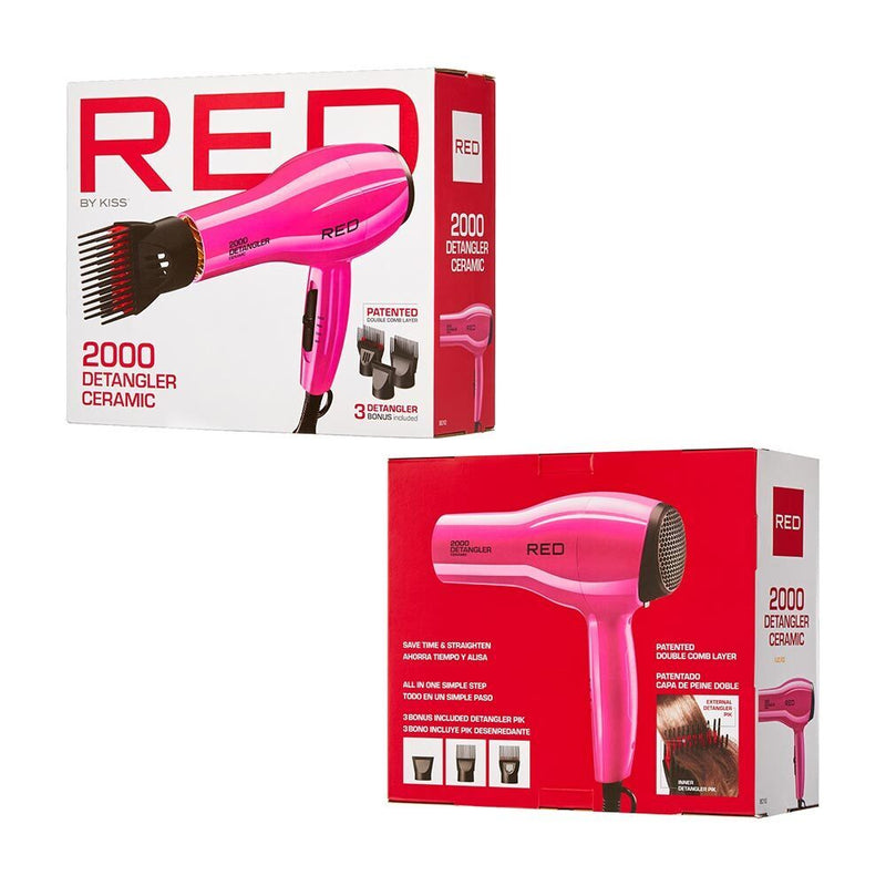 Red 2000 Ceramic Detangler Dryer Pink BD12