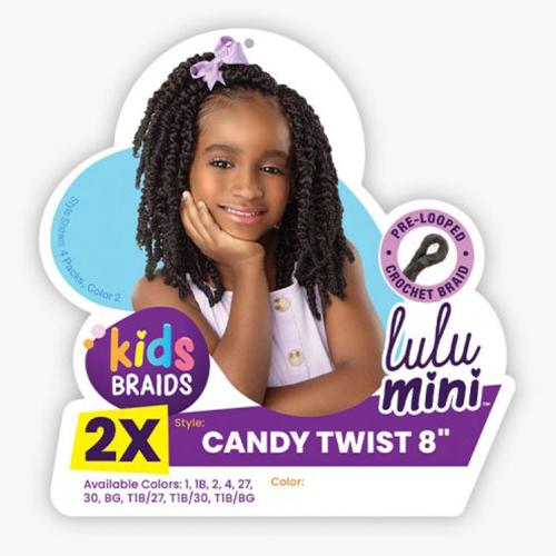 Sensationnel Crochet Braids Lulu Mini Kids 2X Candy Twist 8"