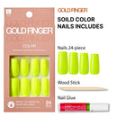 Gold Finger Solid Color Nails Cool About It - 24 piece press-on nail kit with gel glue