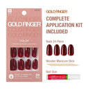 Gold Finger Solid Color Nails Calm - 24 piece minimalist press-on nail kit with gel glue