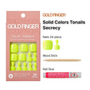 Gold Finger Solid Color Toenails Secrecy - 24 piece full-cover press-on toenail kit with gel glue