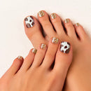 Gold Finger Trendy Wider Fit Toenails Cow Said - 24 piece wider fit press-on toenail kit