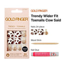 Gold Finger Trendy Wider Fit Toenails Cow Said - 24 piece wider fit press-on toenail kit