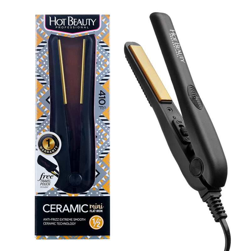 Hot Beauty 1/2" Mini Flat Iron - Black HFIM050NB