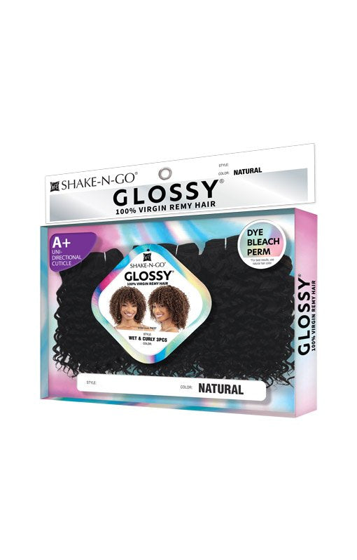 Shake N Go Virgin Remy Hair Weave Glossy - Wet & Curly 3Pcs
