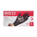 Red Black Vinyl Gloves 50Pcs S 50VGL01