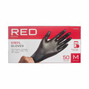 Red Black Vinyl Gloves 50Pcs M 50VGL02