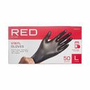 Red Black Vinyl Gloves 50Pcs L 50VGL03