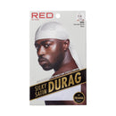 (HDUP05) RED Silky Satin Durag  White HD05