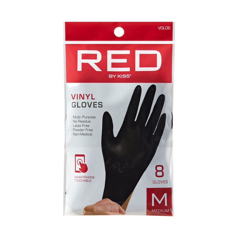 RED Black Vinyl Glove 8pcs M VGL06