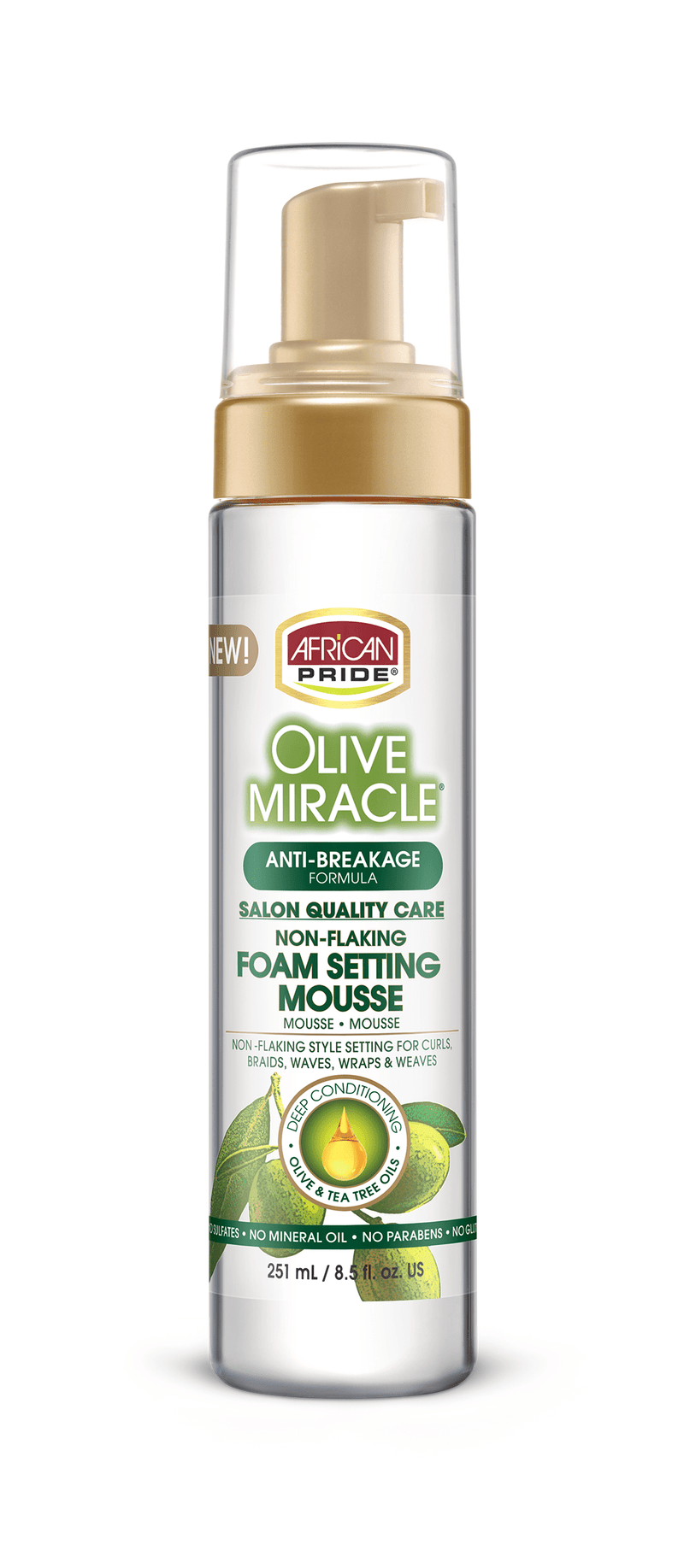 African Pride Olive Miracle Non-Flaking Foam Setting Mousse 8.5oz