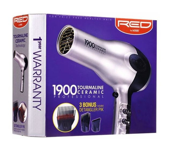 Red By Kiss 2400 Tourmaline Ceramic Hair Blow Dryer With Detangler Pik