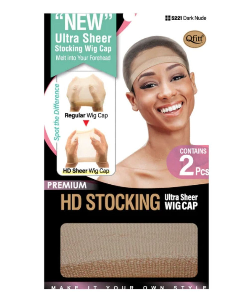 M&M Qfitt HD Stocking Ultra Sheer Wig Cap 2Pcs Dark Nude5221