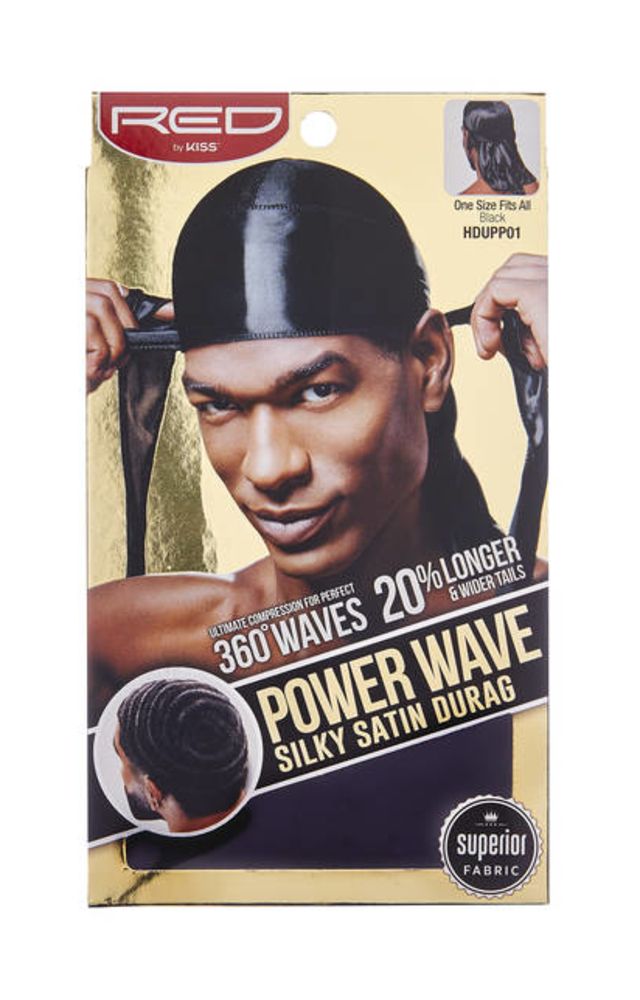 Red by Kiss Power Wave Silky Durag, Black HDUPP01