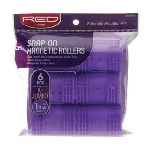 Red By Kiss Snap on Magnetic Roller XJ 1 3/4 6pc HRM06