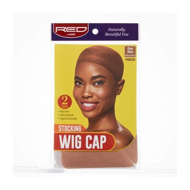 Red by Kiss Stocking Wig Cap 2pcs One Size, Natural Brown HWC08