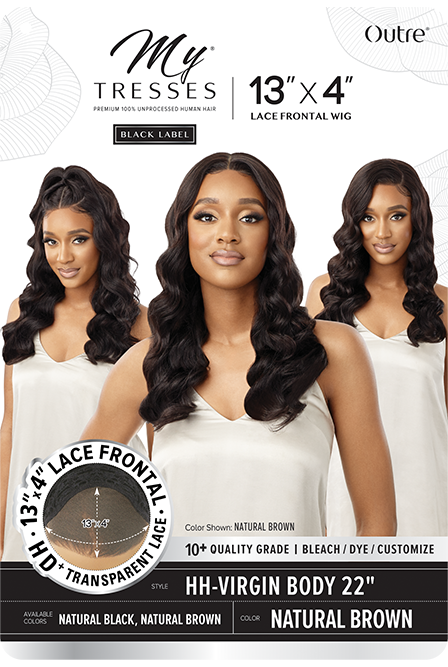 MYTRESSES BLACK-LACE FRONTAL WIG 13X4-HH-VIRGIN BODY 22"