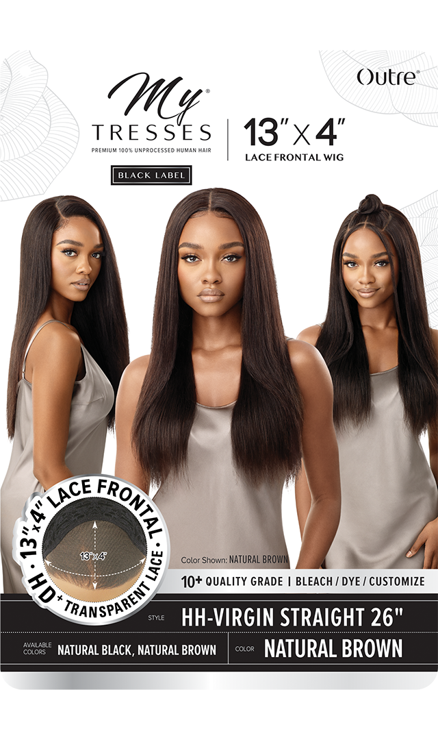 MYTRESSES BLACK-LACE FRONTAL WIG 13X4-HH-VIRGIN STRAIGHT 26"