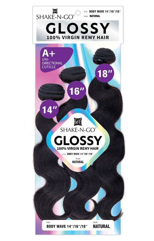 Shake N Go 100% Virgin Remy Hair Weave  3 Bundles Body Wave 14"16"18" Glossy