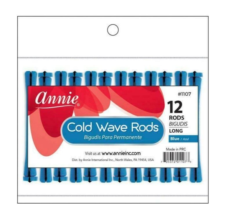 Annie Cold Wave Rods Blue Long 1/4" 12 Count 1107