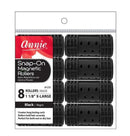 Annie Snap-On Magnetic Rollers Black X Large 1 1/8" 8 Pack 1231