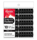 Annie Snap-On Rollers Large Black 7/8" 10 Count 1013