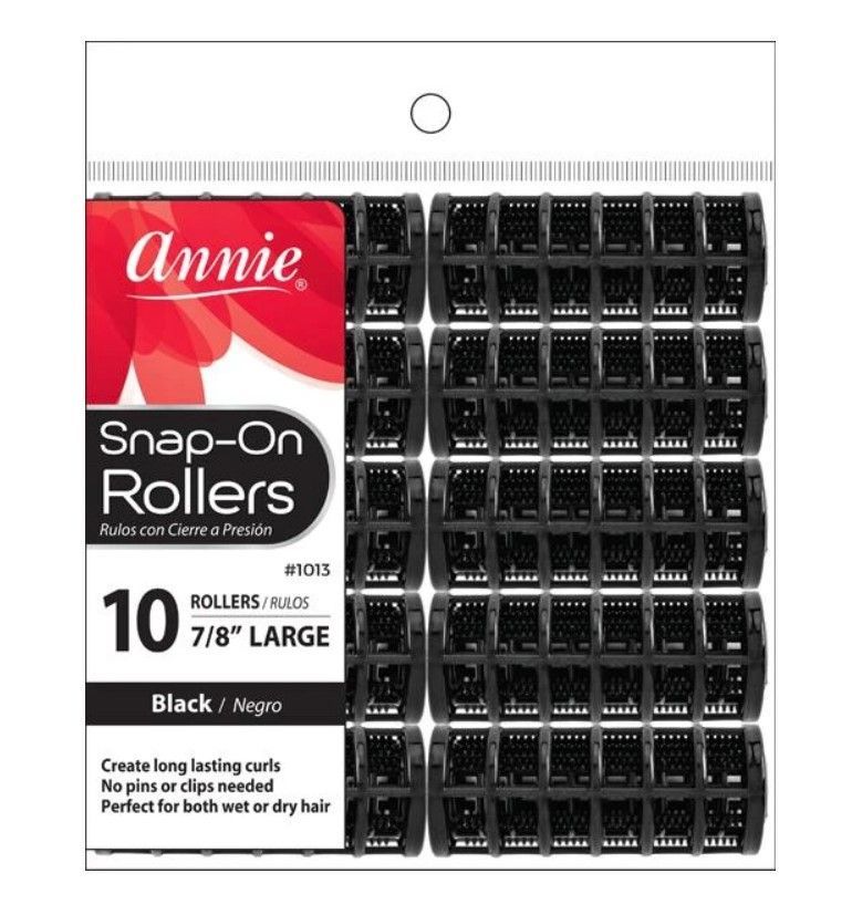 Annie Snap-On Rollers Large Black 7/8" 10 Count 1013