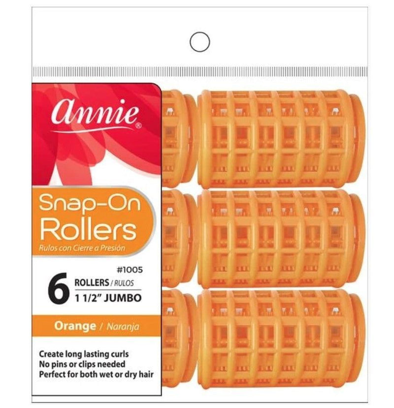 Annie Snap On Rollers Orange Jumbo 1 1/2" 6 Count 1005