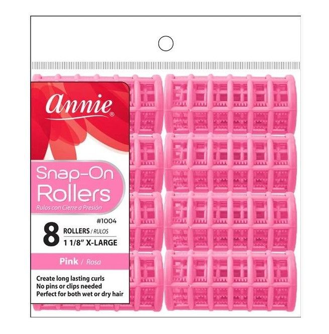 Annie Snap-On Magnetic Rollers Pink X-Large 1 1/8" 8 Count 1004