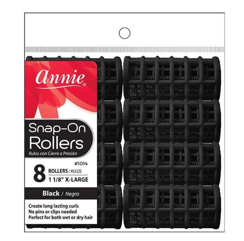Annie Snap-On Rollers X-Large Black 1 1/8" 8 Count 1014