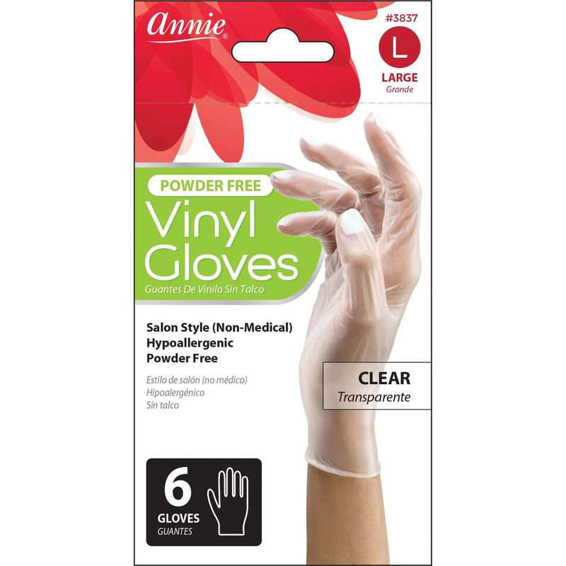 Annie 3837 Vinyl Gloves Clear Large