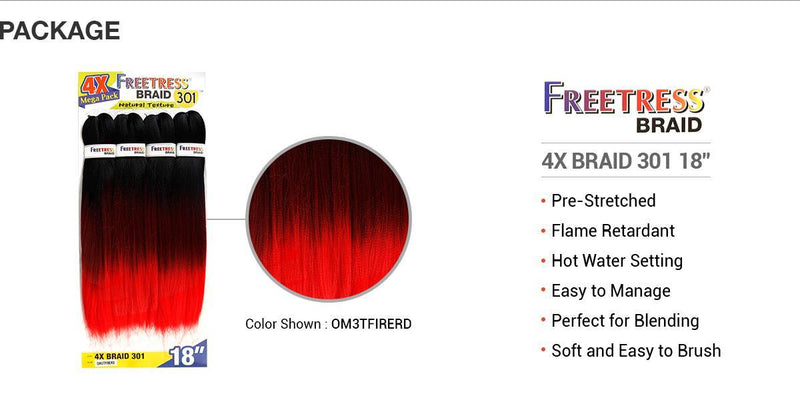 FreeTress 4X Mega Park Natural Texture Braids Pre-Stretched Braid 301 18"