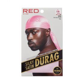 (Hdup08) Red Silky Satin Durag  Pink Hd08