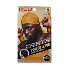 (Hdupp08) Red Silky Durag  Gold Hd18