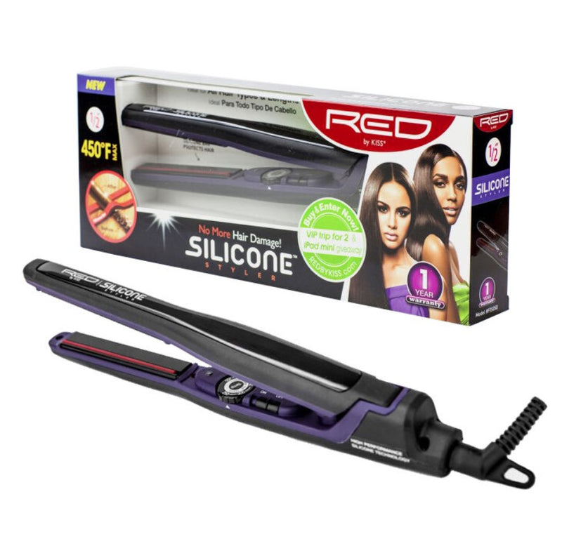 Red By Kiss Silicone Styler Flat Iron - 1/2" FIS050