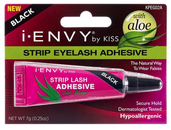 Kiss i-ENVY Strip Eyelash Adhesive with Aloe Black KPEG02A 0.25oz